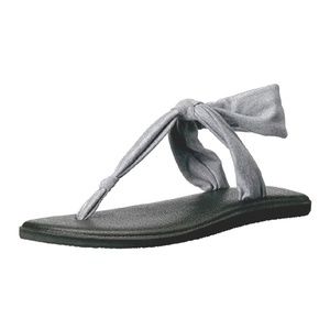 Women's Grey and Black Sanuk Slip Flip Flop